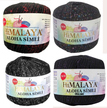 10 x 50g Himalaya Aloha Simli Glitzerwolle, Effektgarn Glitzer für Taschen und andere Accessoires